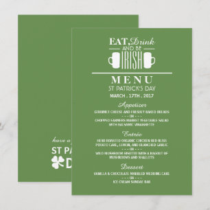 Convites Shamrock and Beer Irish Dia de São Patrício Menu