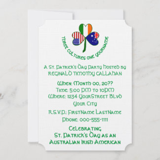 Convites Shamrock Australia Ireland USA Flags