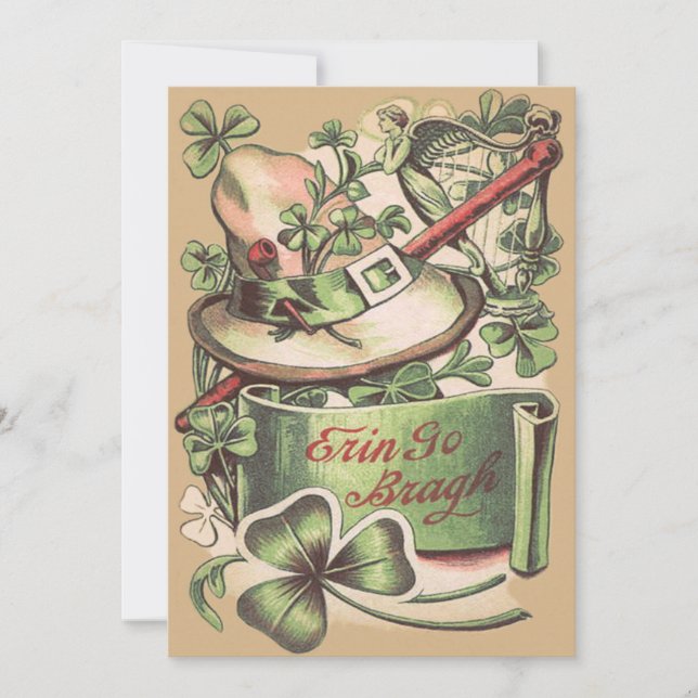 Convites Shamrock Buckle Hat Pipe Shillelagh (Frente)