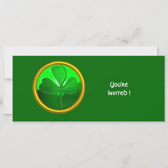 CONVITES SHAMROCK GEMSTONE VERDE, DIA DE SÃO PATRÍCIO (Frente)