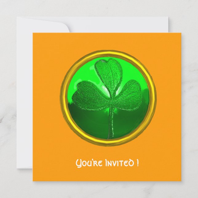 CONVITES SHAMROCK GEMSTONE VERDE, DIA DE SÃO PATRÍCIO (Frente)