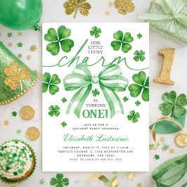 Convites Shamrock Green Bow Lucky Charm 1st Birthday