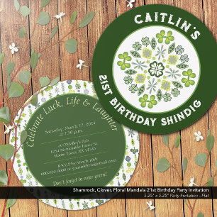 Convites Shamrock Mandala - aniversário de 21 anos