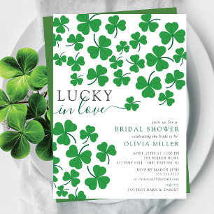 Convites Shamrock Romance Lucky in Love Heart Chá de panela