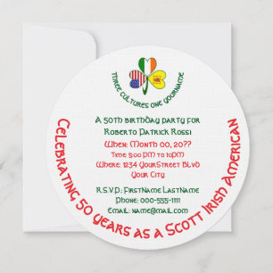 Convites Shamrock Scott Lion, Bandeiras Irlanda, EUA Aniver
