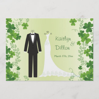 Convites Shamrock, tuxedo e Chá de casamento de capa irland