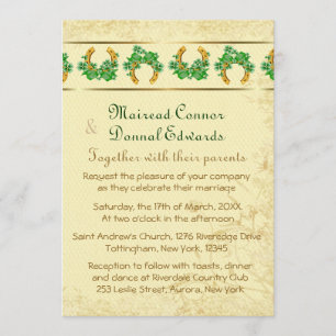 Convites Shamrocks e Casamento Dourado Irlandês