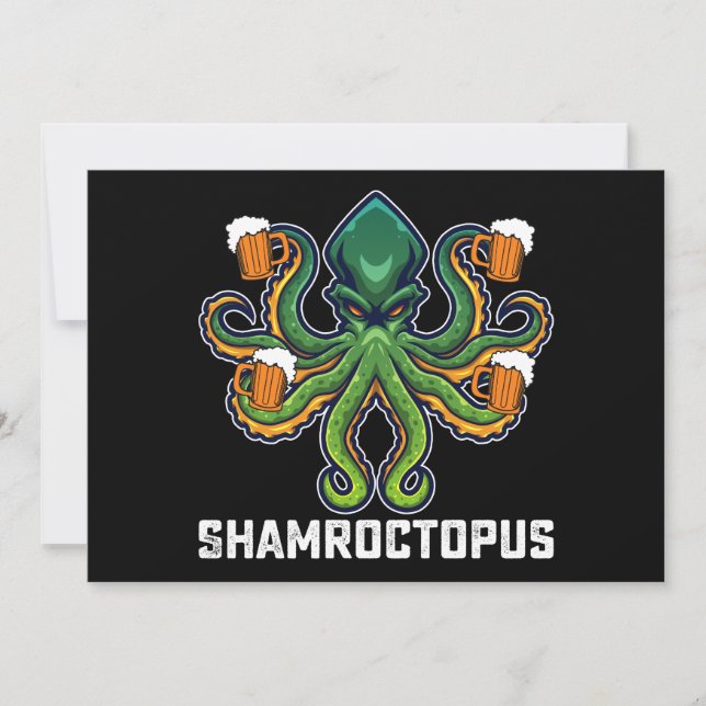 Convites Shamroctopus Octopus Lover Dia de São Patrício (Frente)