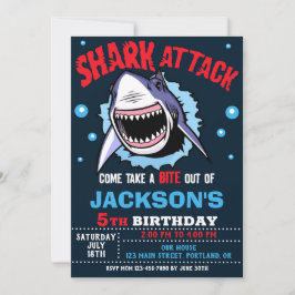 Convites Shark Birthday Invitation - Shark Attack Party