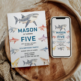 Convites Shark Splash 5th Birthday Party | Cute Ocean Kids