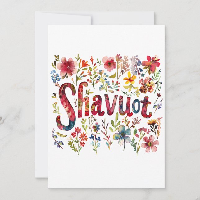 Convites Shavuot - Design Floral de Shavuot (Frente)