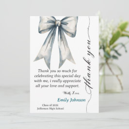 Convites She did it Graduation Thank you  Photo Blue Bow 