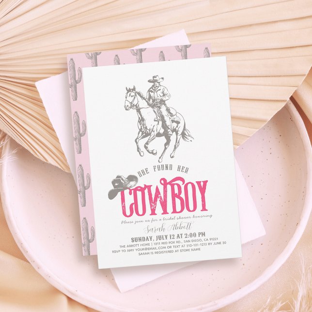 Convites She Found Her Cowboy Pink Bridal Shower (Criador carregado)