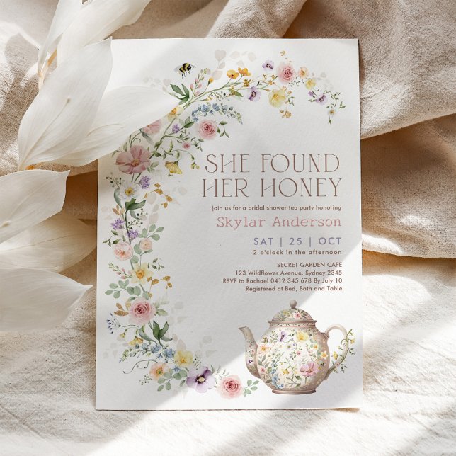 Convites She Found Her Honey Wildflower Bridal Shower Tea (Criador carregado)
