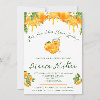 Convites She Found Her Main Squeeze Orange Bridal Shower