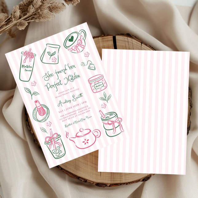 Convites She Found Her Perfect Matcha Pink Bridal Shower (Criador carregado)