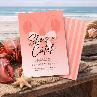 Convites She’s a Catch Coastal Lobster Bridal Shower 