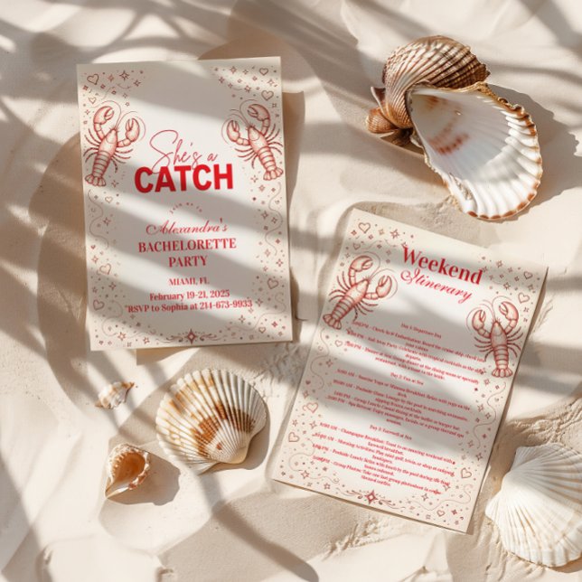 Convites She’s a Catch Lobster Bachelorette Party (Criador carregado)