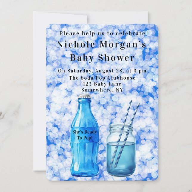 Convites She’s Ready To Pop Boy Baby Shower (Frente)