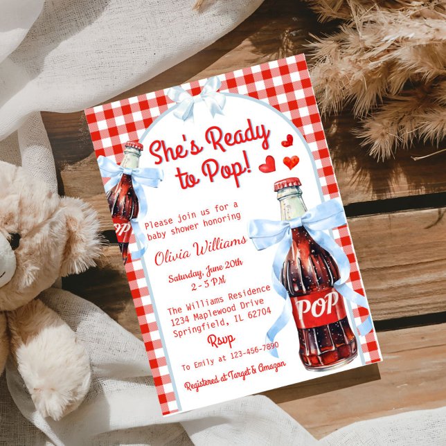 Convites She’s Ready to Pop Soda Baby Shower (She's Ready to pop Baby Shower Invitation)