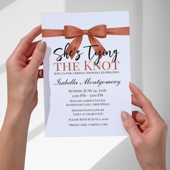Convites She’s Tying the Knot Theme Terracotta Bow (She’s Tying the Knot Theme Terracotta Bow Invitation
)