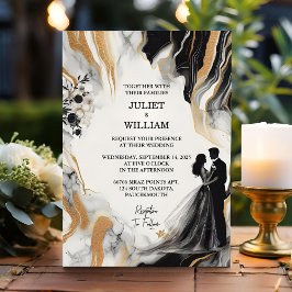 Convites Shea Natural Work Stacking Marble Wedding