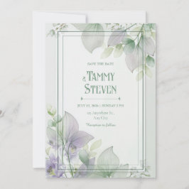 Convites Sheer Skeleton Leaf Lavender Botanical Frame