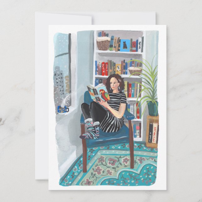Convites Shelfie Selfie (Jeny lendo em casa) (Frente)