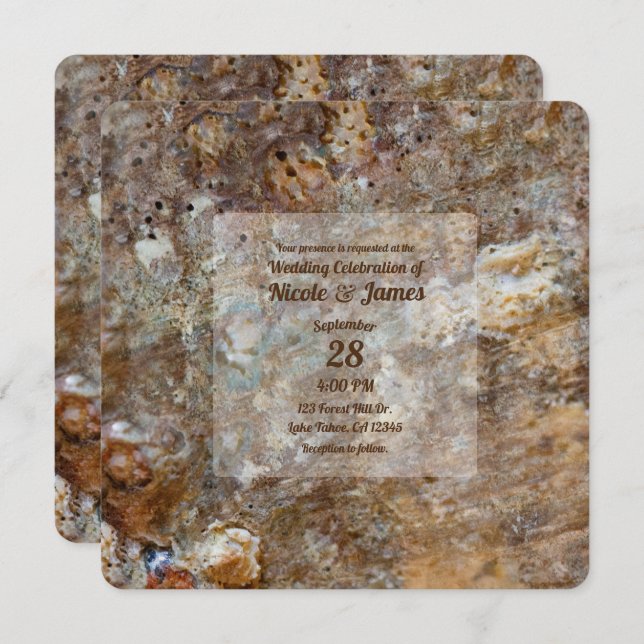 Convites Shell Natural Rough Rock Beach Summery (Frente/Verso)