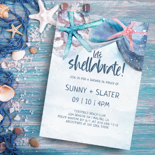 Convites Shellabration Praia Conchas Casamento Chuveiro