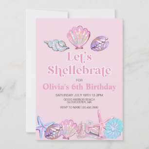 Convites Shellebrate Seashell Beach Birthday
