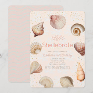 Convites Shellebrate Seashell - primeiro aniversario Realis