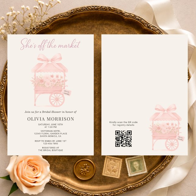 Convites She's Off the Market Flower QR Code Bridal Shower (Criador carregado)