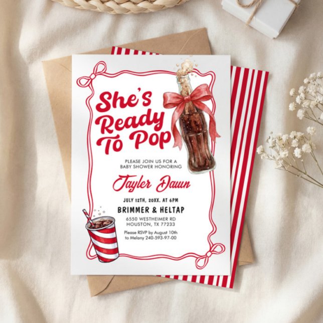 Convites She's Ready to Pop Baby Shower Invitation  (Criador carregado)