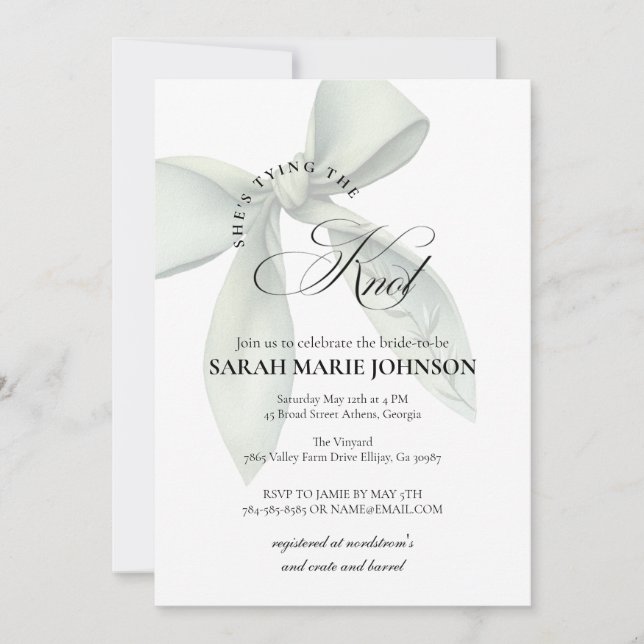 Convites She's tying the knot Bridal Shower (Frente)