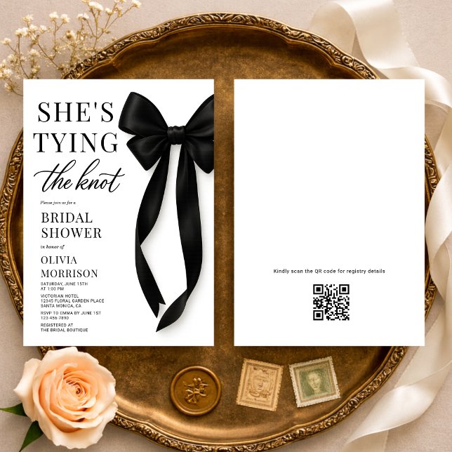Convites She's Tying The Knot QR Code Bridal Shower  (Criador carregado)