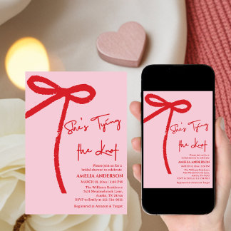 Convites  She's Tying the Knot Red,pink Bow Bridal Shower 