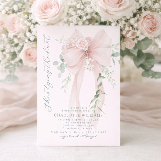 Convites She's tying the know Whimsical Bow bridal shower (Criador carregado)