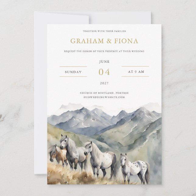 Convites Shetland Pony Watercolor Invitation (Frente)