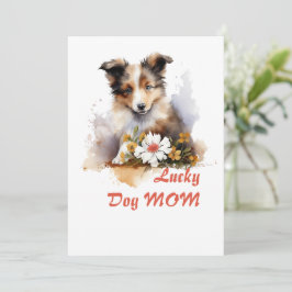 Convites Shetland Sheepdog Puppy Pet Watercolor Fllower