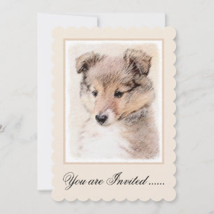 Convites Shetland Sheepdog Puppy Pintura Original