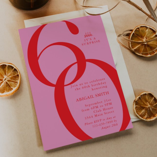 Convites Shh It's a Surprise 60th Birthday Party (Criador carregado)