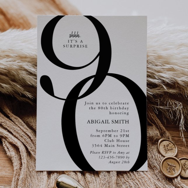 Convites Shh It's a Surprise 90th Birthday Party (Criador carregado)