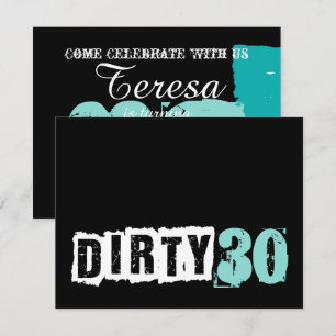 Convites Shh Uma Festa de aniversário Azul 30 Suja Surpres