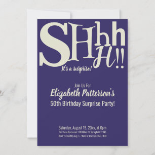 Convites Shhh É um Festa de aniversário Surpresa Azul Adult