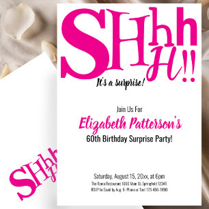 Convites Shhh É uma Festa de Aniversário Surpresa 60 Adulto