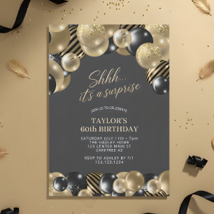 Convites Shhh é uma Festa de Aniversário Surpresa de 60 ano