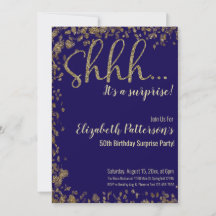 Shhh É uma Festa de Aniversário Surpresa Dourada A