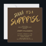 Convites Shhh! É uma surpresa 50º aniversário Dourado Brown<br><div class="desc">Shhh! É uma surpresa 50º aniversário Dourado Brown Invitation Seus convidados saberão que esta será uma festa especial apenas olhando para este convite!</div>