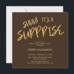 Convites Shhh! É uma surpresa 50º aniversário Dourado Brown<br><div class="desc">Shhh! É uma surpresa 50º aniversário Dourado Brown Invitation Seus convidados saberão que esta será uma festa especial apenas olhando para este convite!</div>